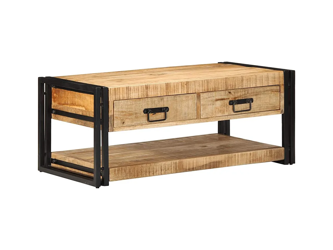 Table basse 90x50x38 cm bois de manguier massif brut