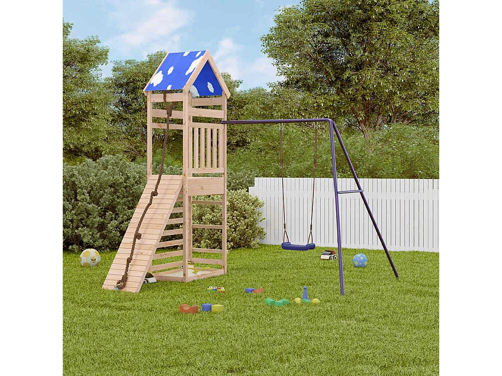 Parco giochi all'aperto in legno massello di pino