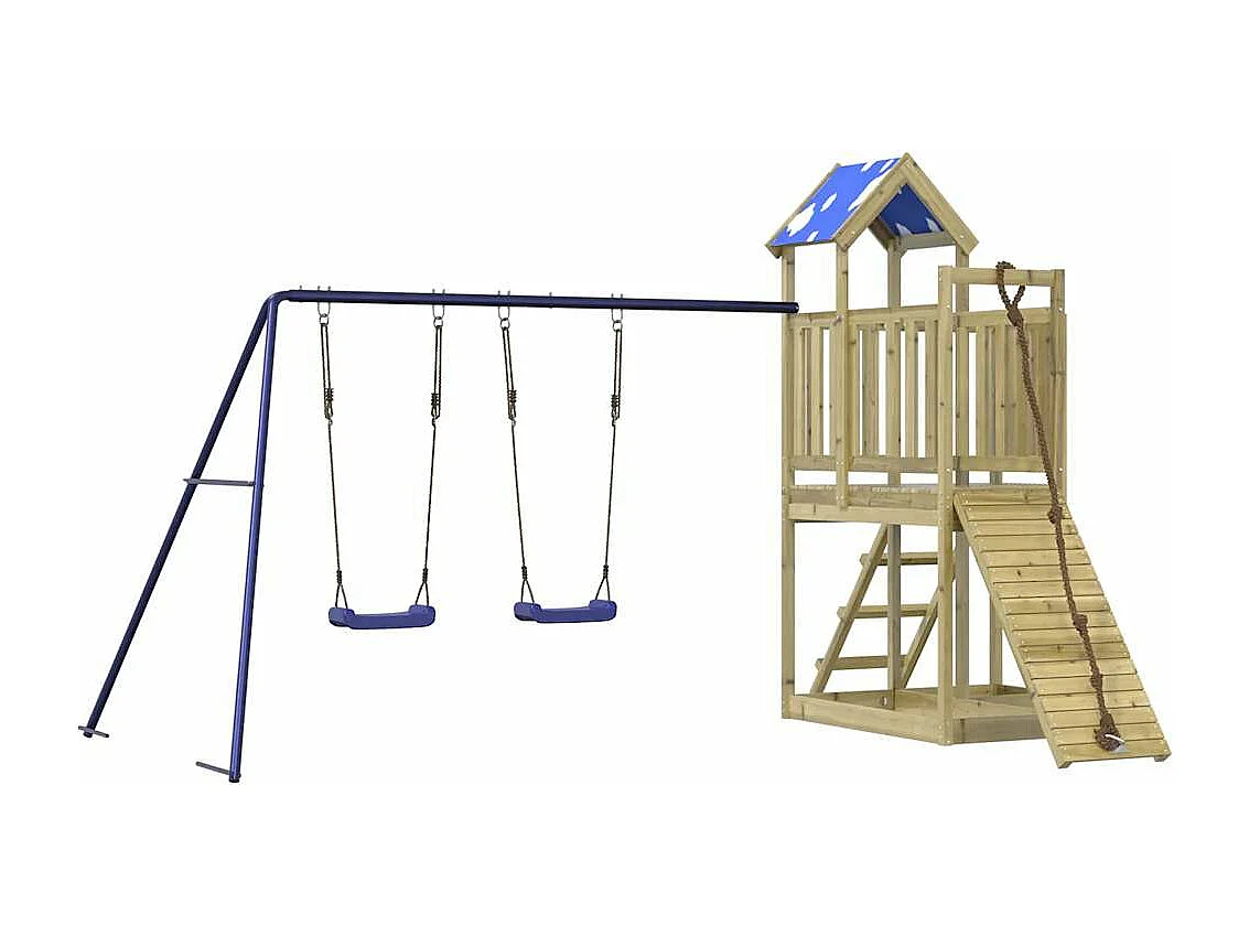 Parque infantil exterior em madeira de pinho impregnada