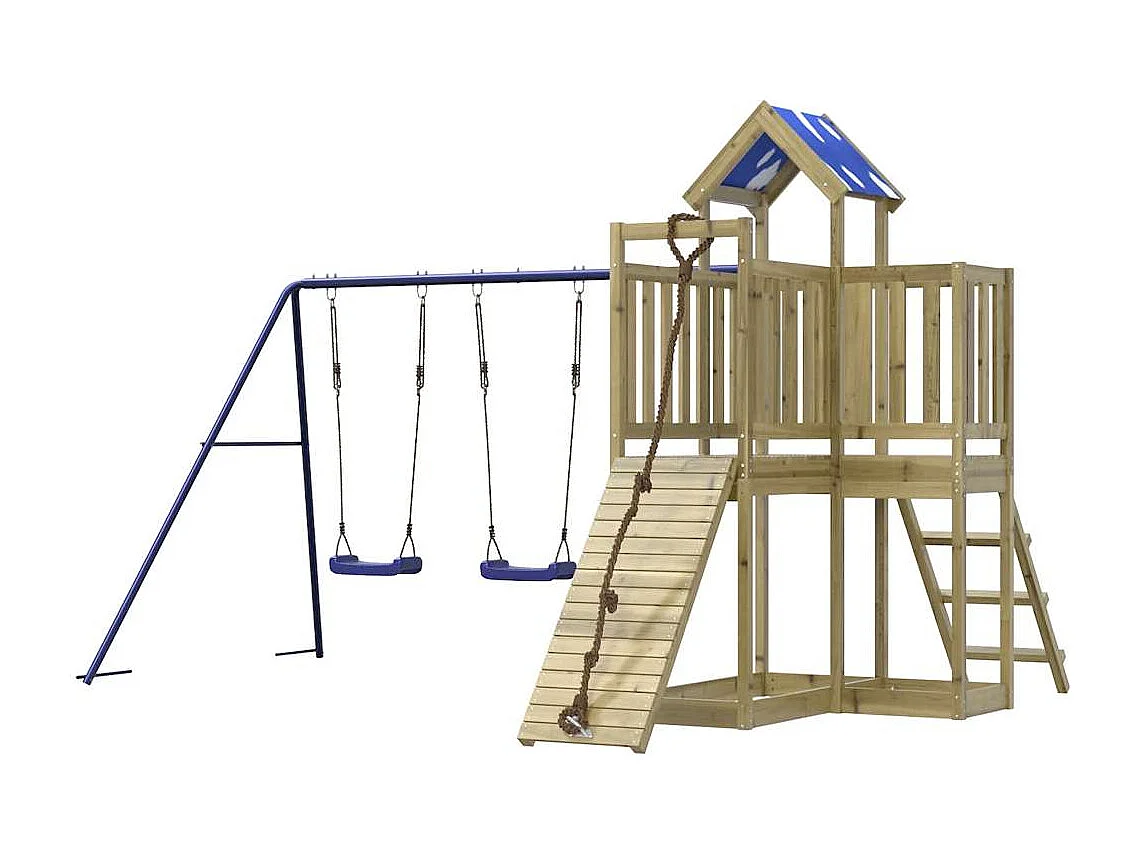 Parque infantil exterior em madeira de pinho impregnada