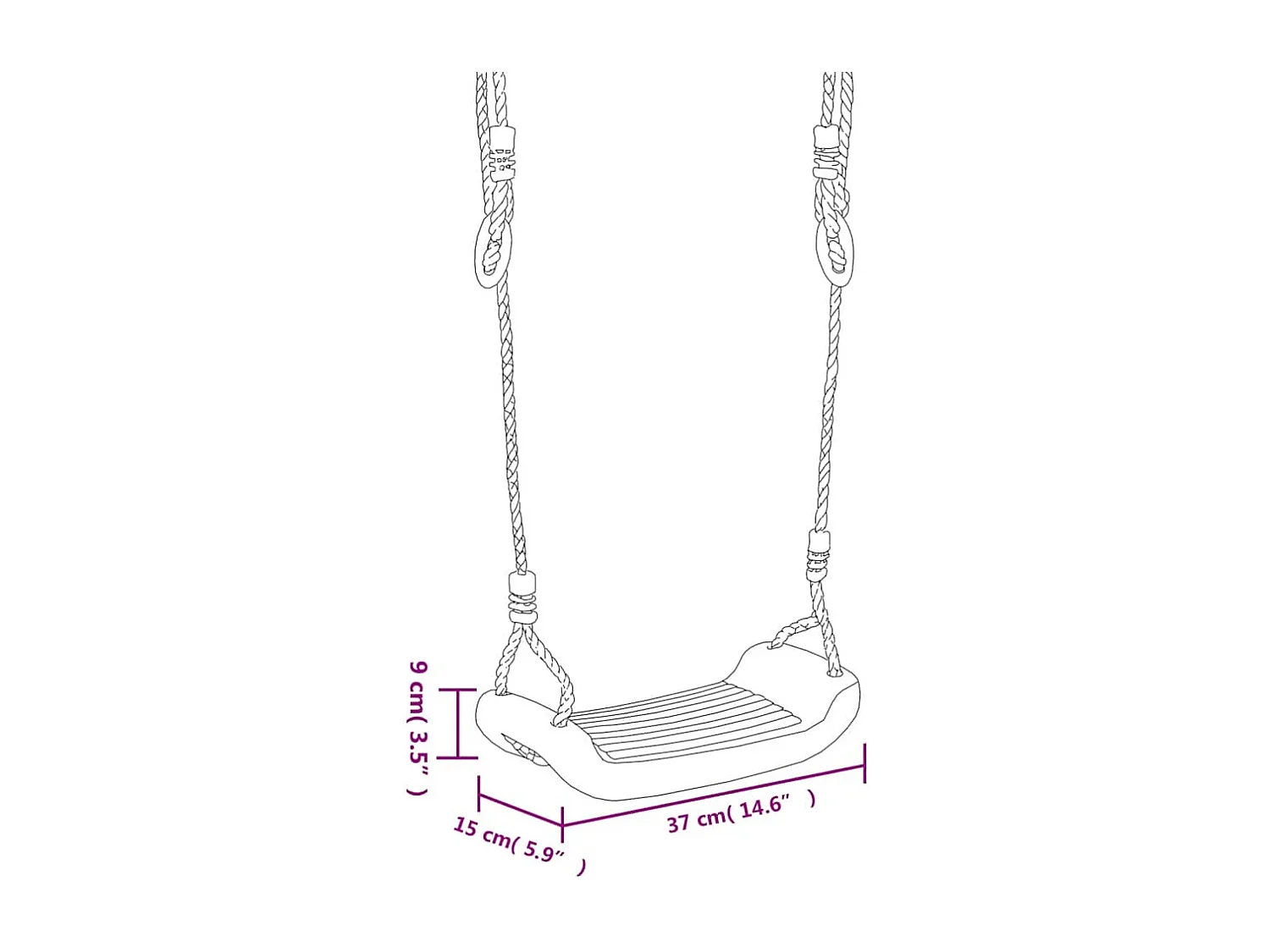 Schommelzitjes met touwen 2 stuks blauw 37x15 cm PE