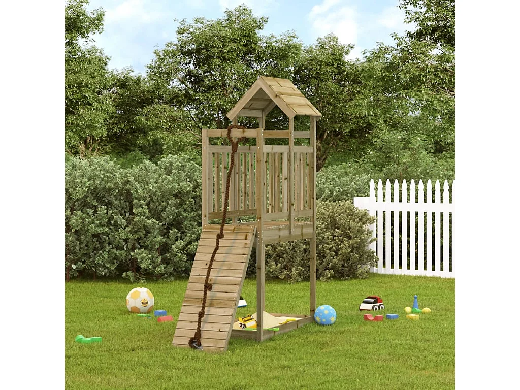 Maisonnette de jeu avec mur d'escalade bois de pin imprégné