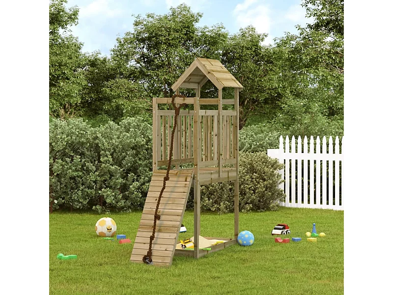 Maisonnette de jeu avec mur d'escalade bois de pin imprégné