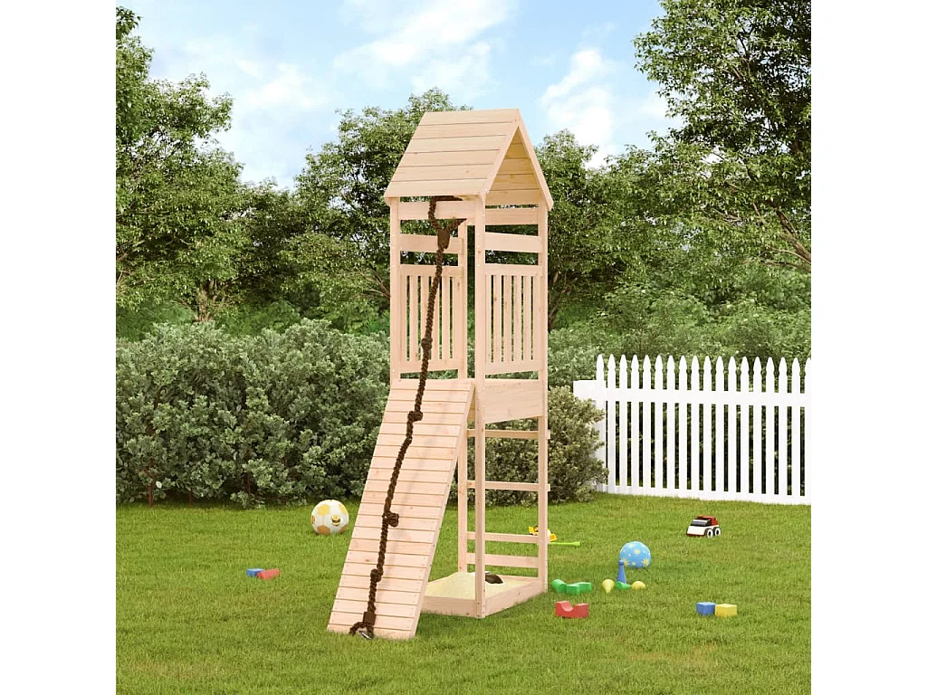 Maisonnette de jeu avec mur d'escalade bois massif de pin