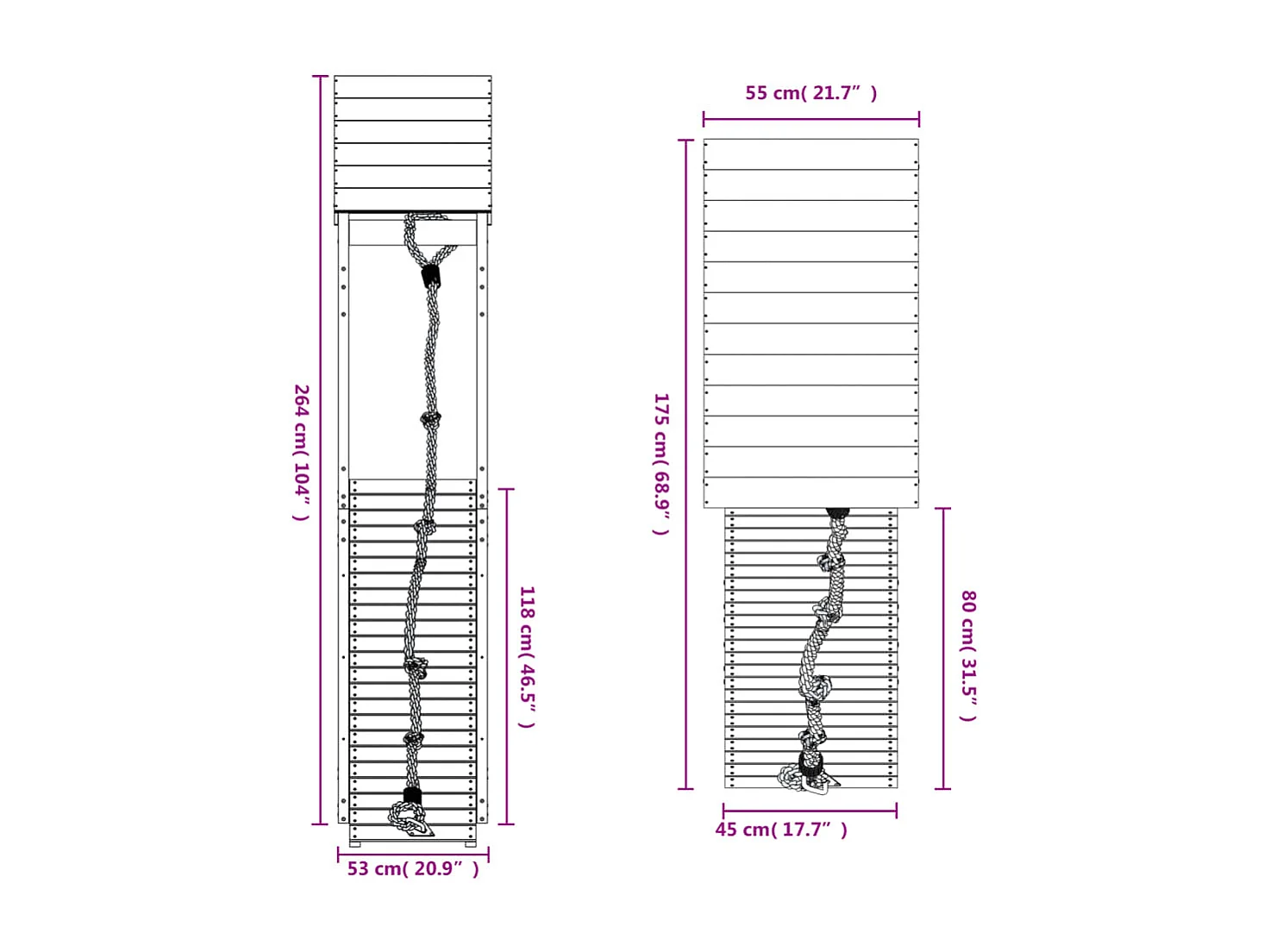 Maisonnette de jeu avec mur d'escalade bois massif de pin