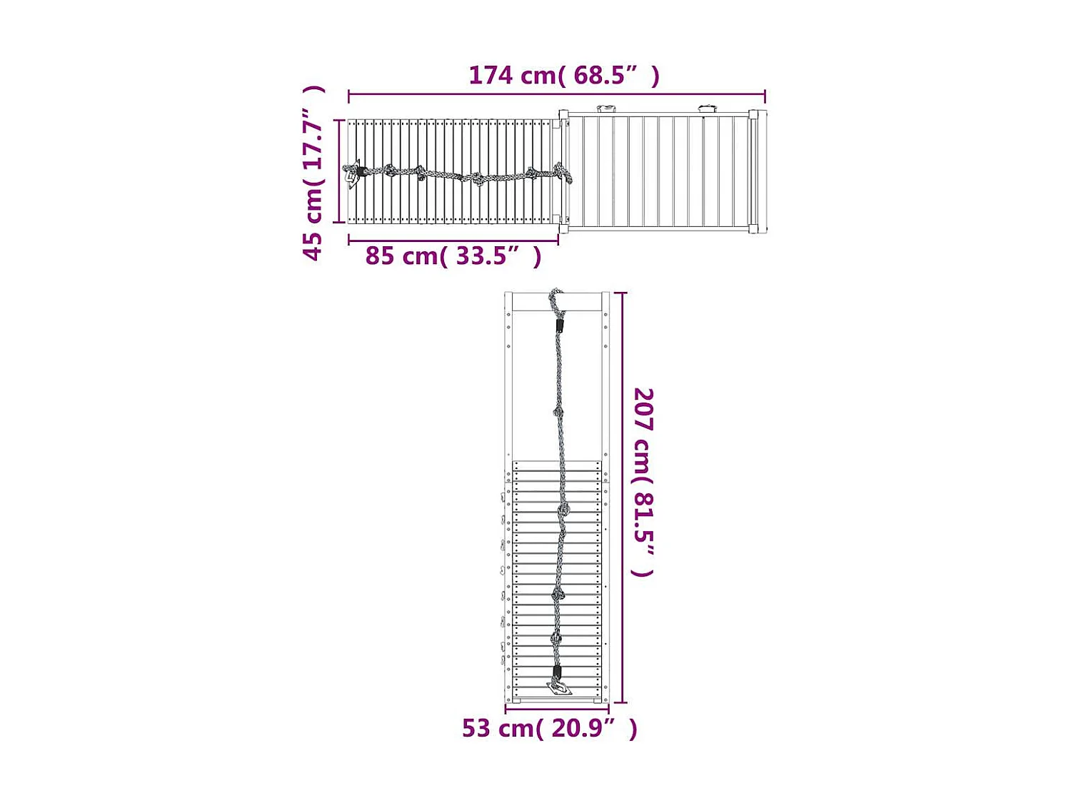 Parco giochi all'aperto in legno massello di pino