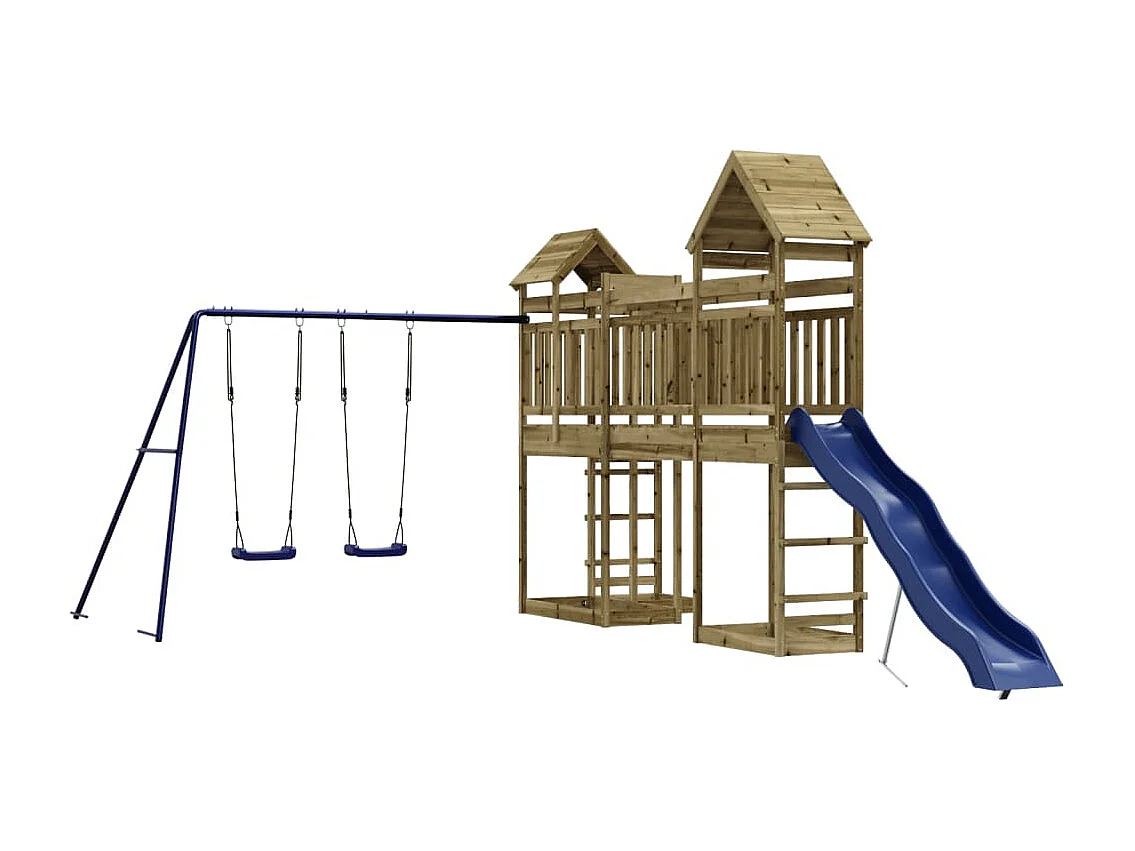 Parque infantil exterior em madeira de pinho impregnada