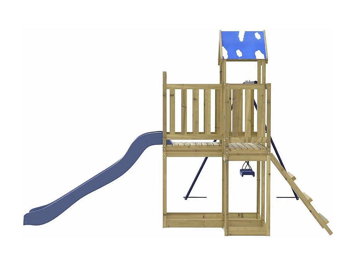 Parque infantil exterior fabricado en madera de pino impregnado