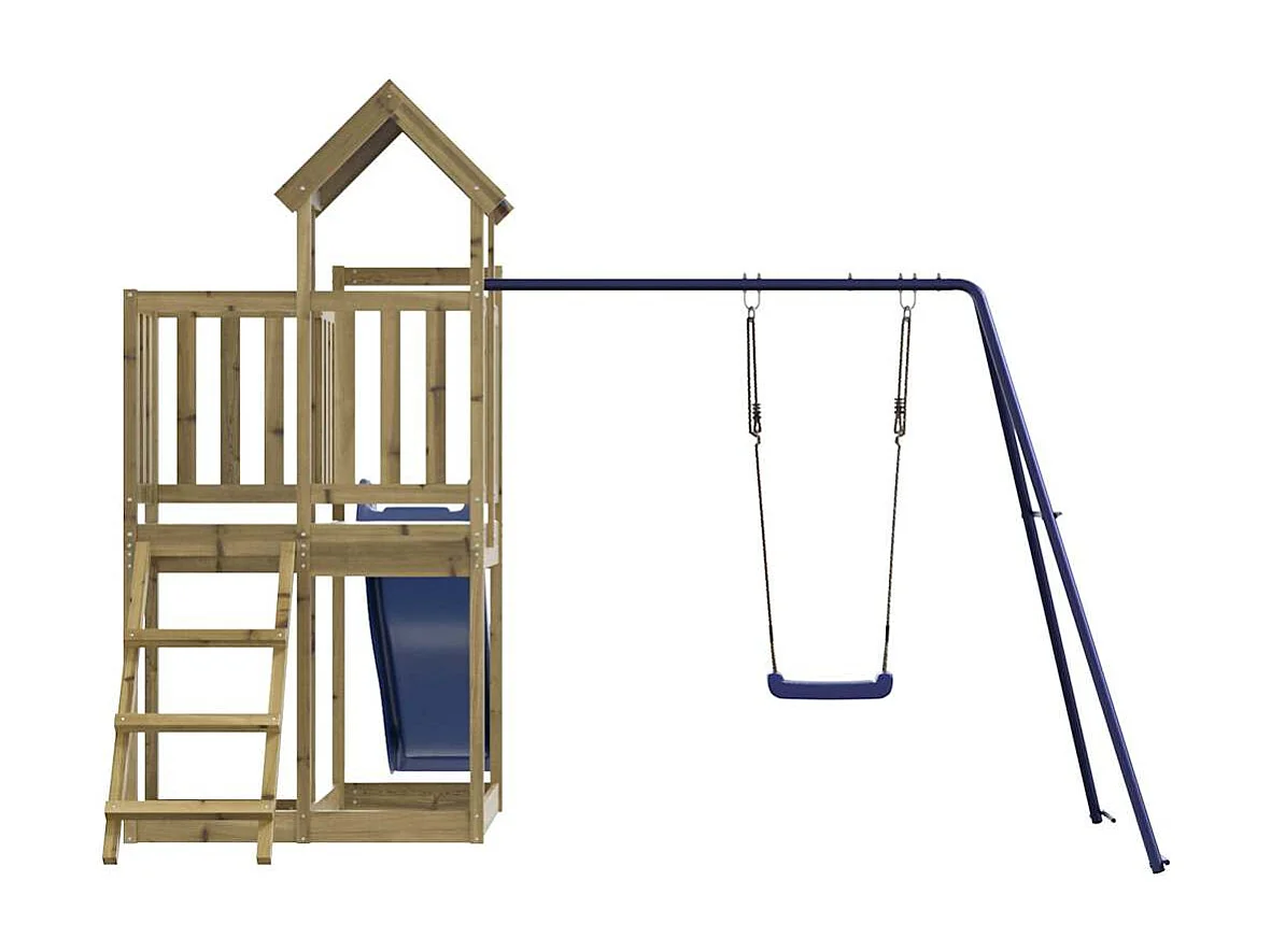 Parque infantil exterior fabricado en madera de pino impregnado