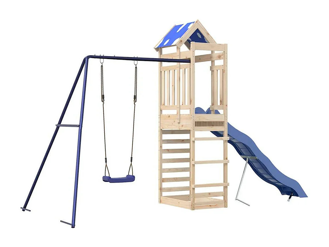 Parque infantil exterior fabricado en madera maciza de pino