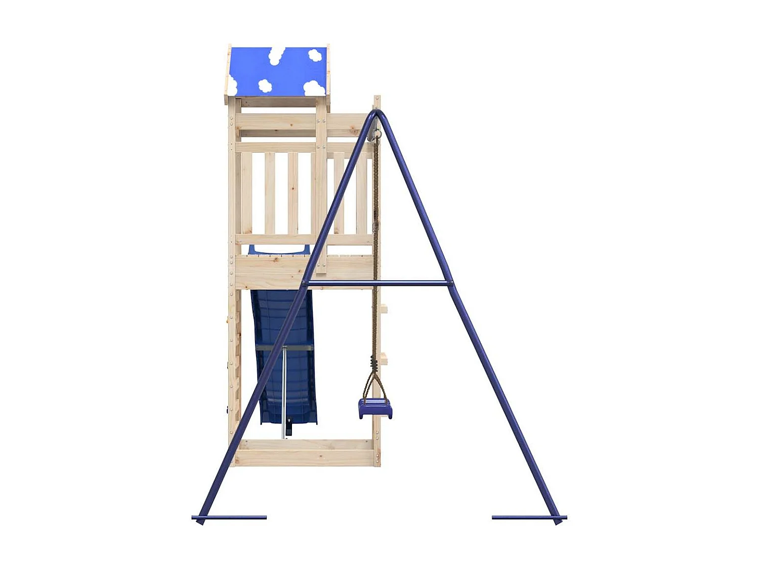 Parque infantil exterior fabricado en madera maciza de pino