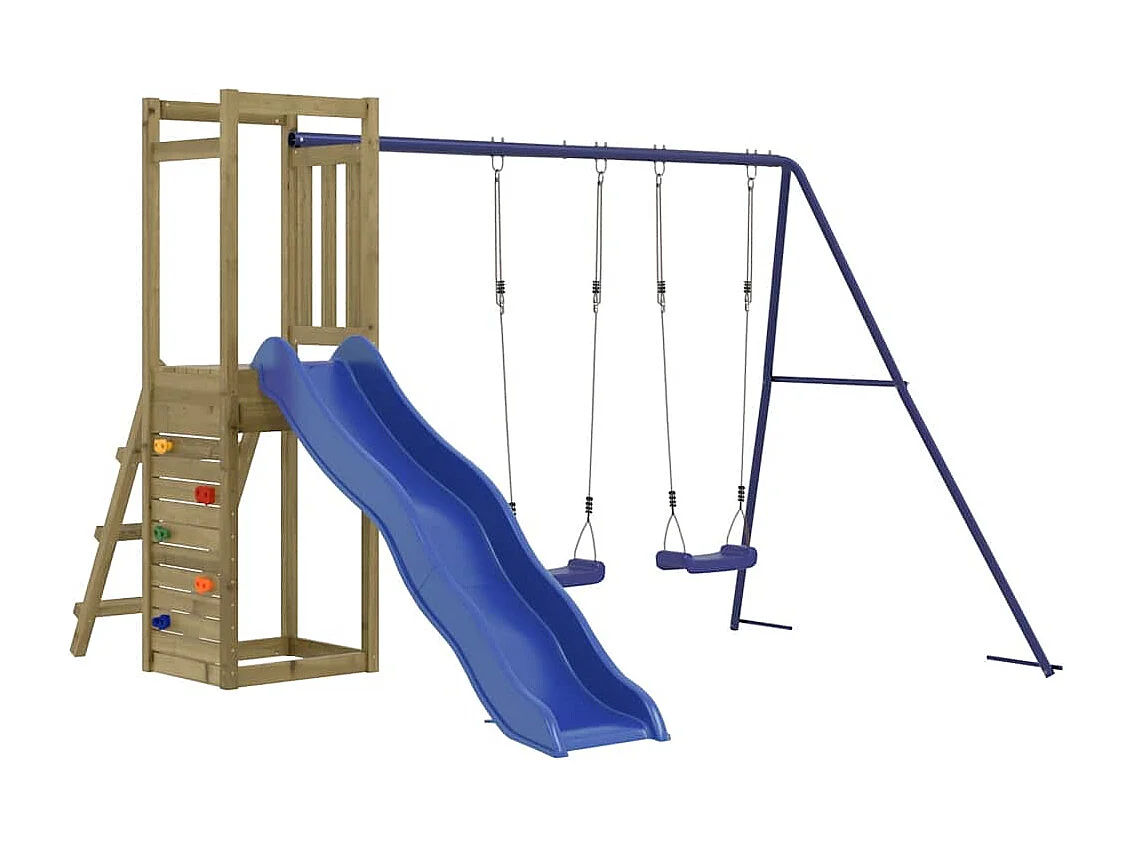 Parque infantil exterior fabricado en madera de pino impregnado