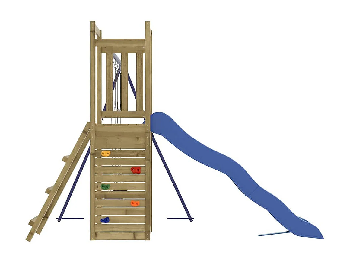 Parque infantil exterior fabricado en madera de pino impregnado