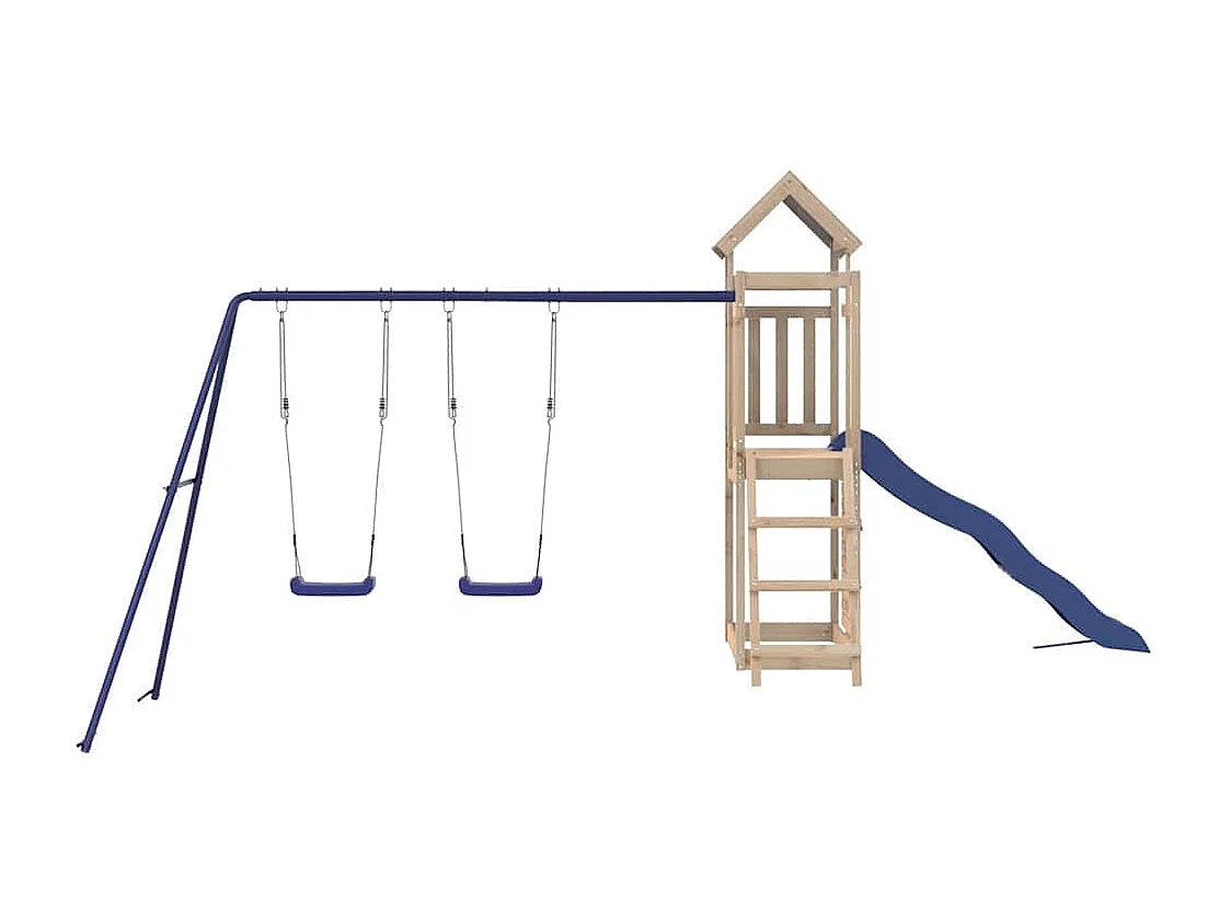 Parque infantil exterior fabricado en madera maciza de pino