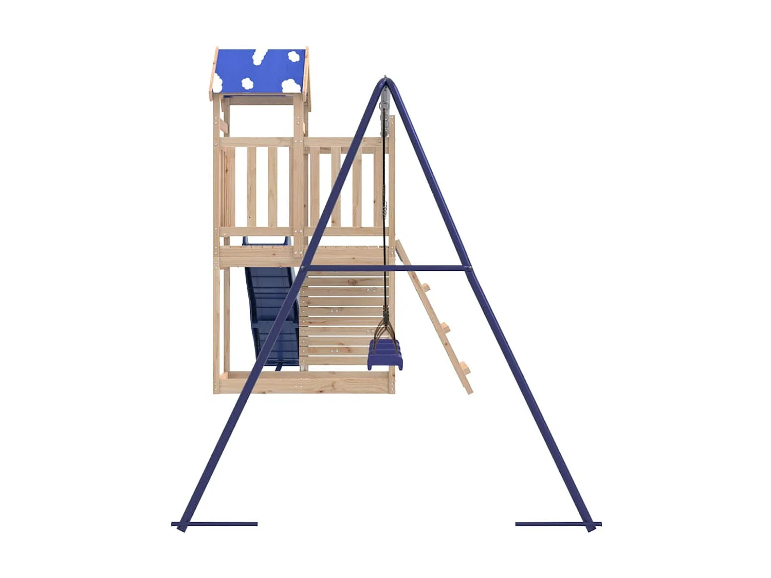 Parque infantil exterior fabricado en madera maciza de pino