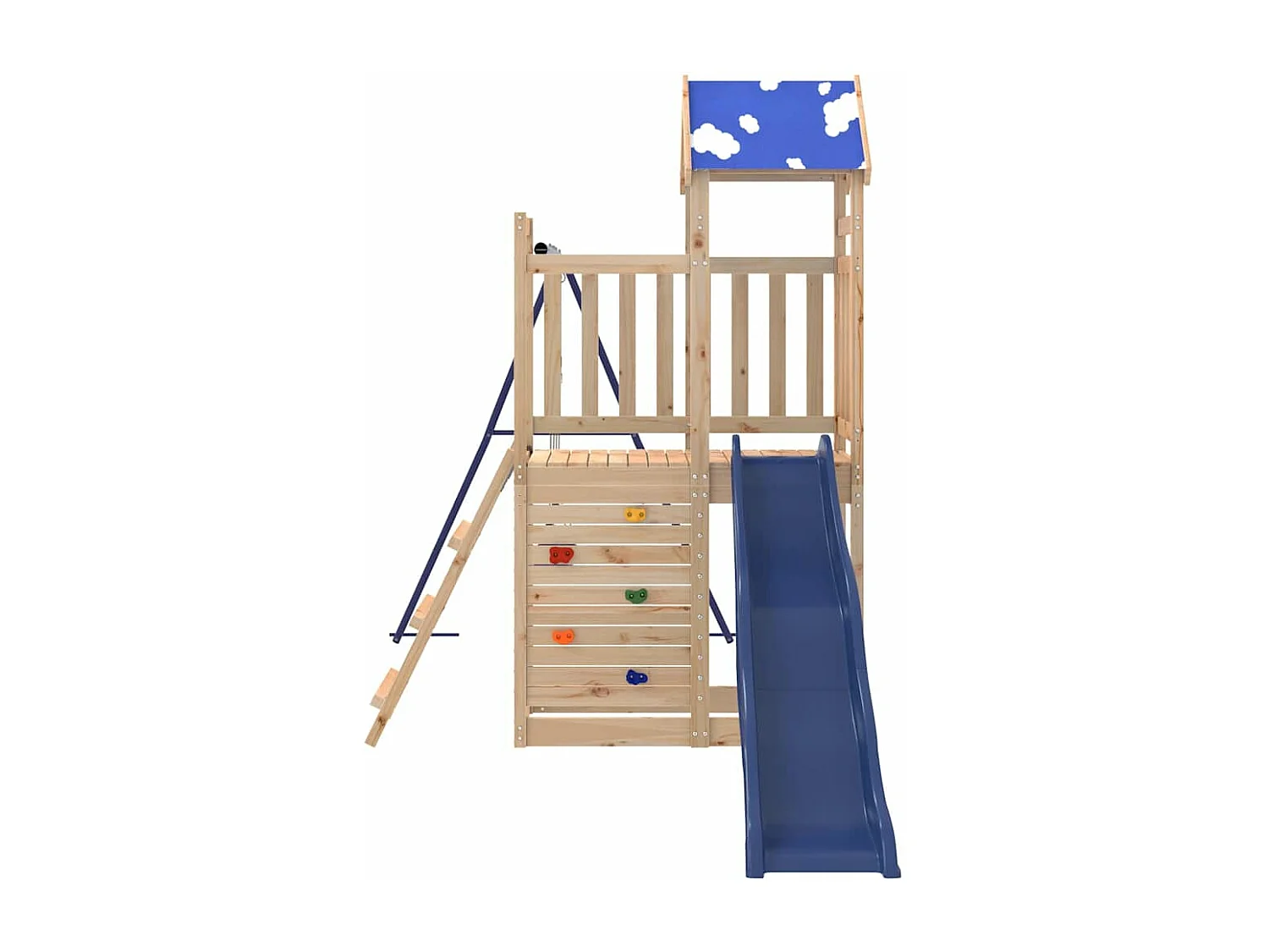 Parque infantil exterior fabricado en madera maciza de pino