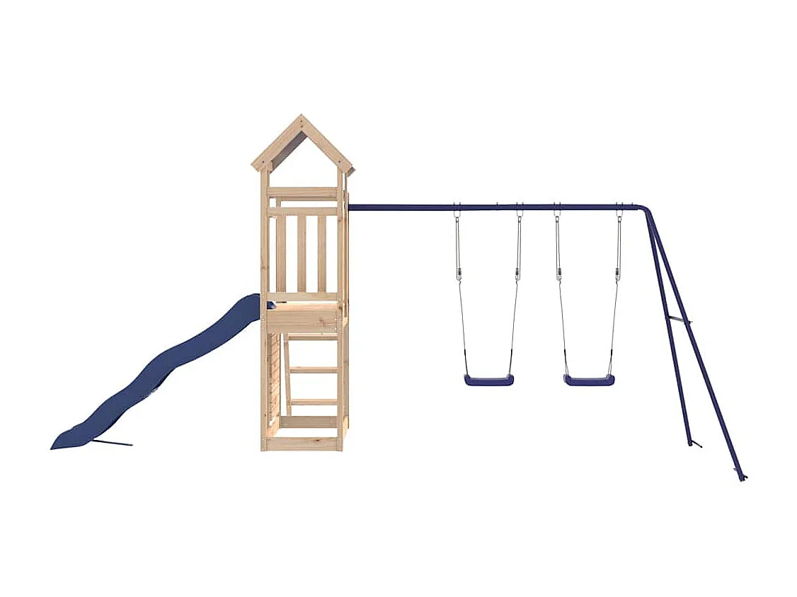 Parque infantil exterior fabricado en madera maciza de pino