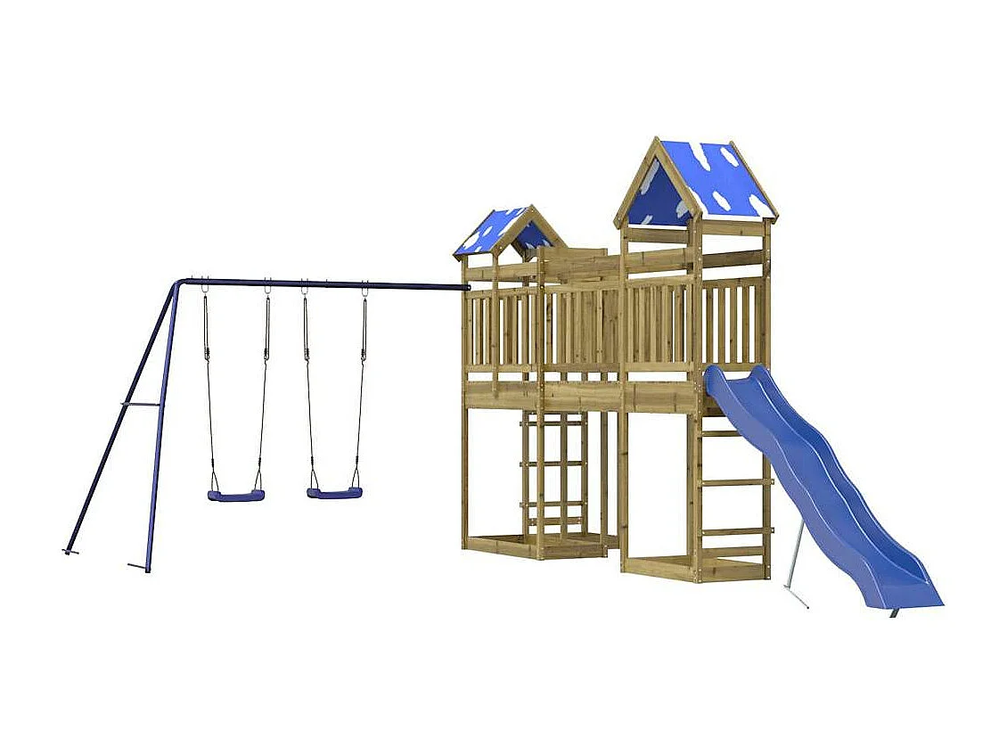 Parque infantil exterior em madeira de pinho impregnada