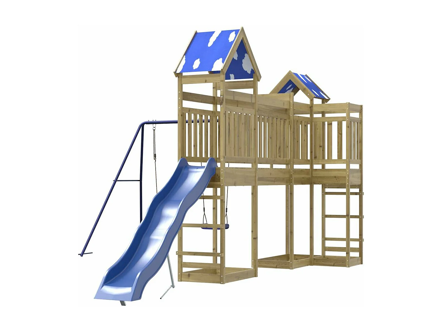 Parque infantil exterior em madeira de pinho impregnada