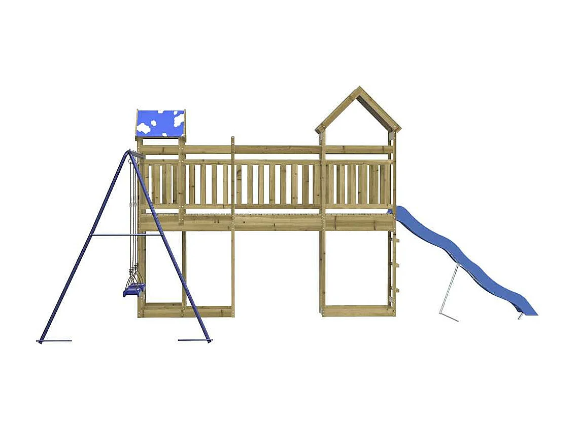 Parque infantil exterior em madeira de pinho impregnada