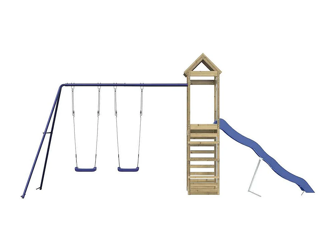 Parque infantil exterior fabricado en madera de pino impregnado