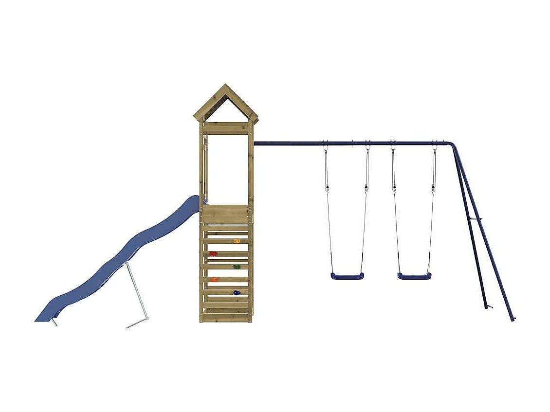 Parque infantil exterior fabricado en madera de pino impregnado