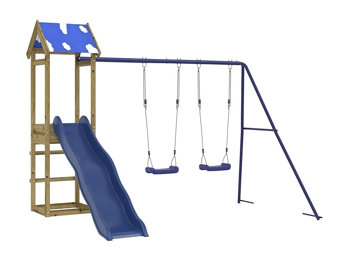 Parque infantil exterior em madeira de pinho impregnada