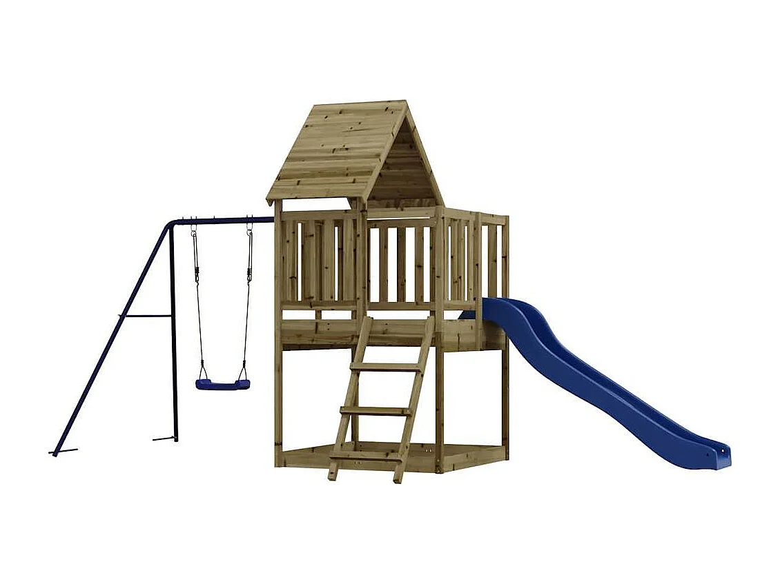 Parque infantil exterior fabricado en madera de pino impregnado