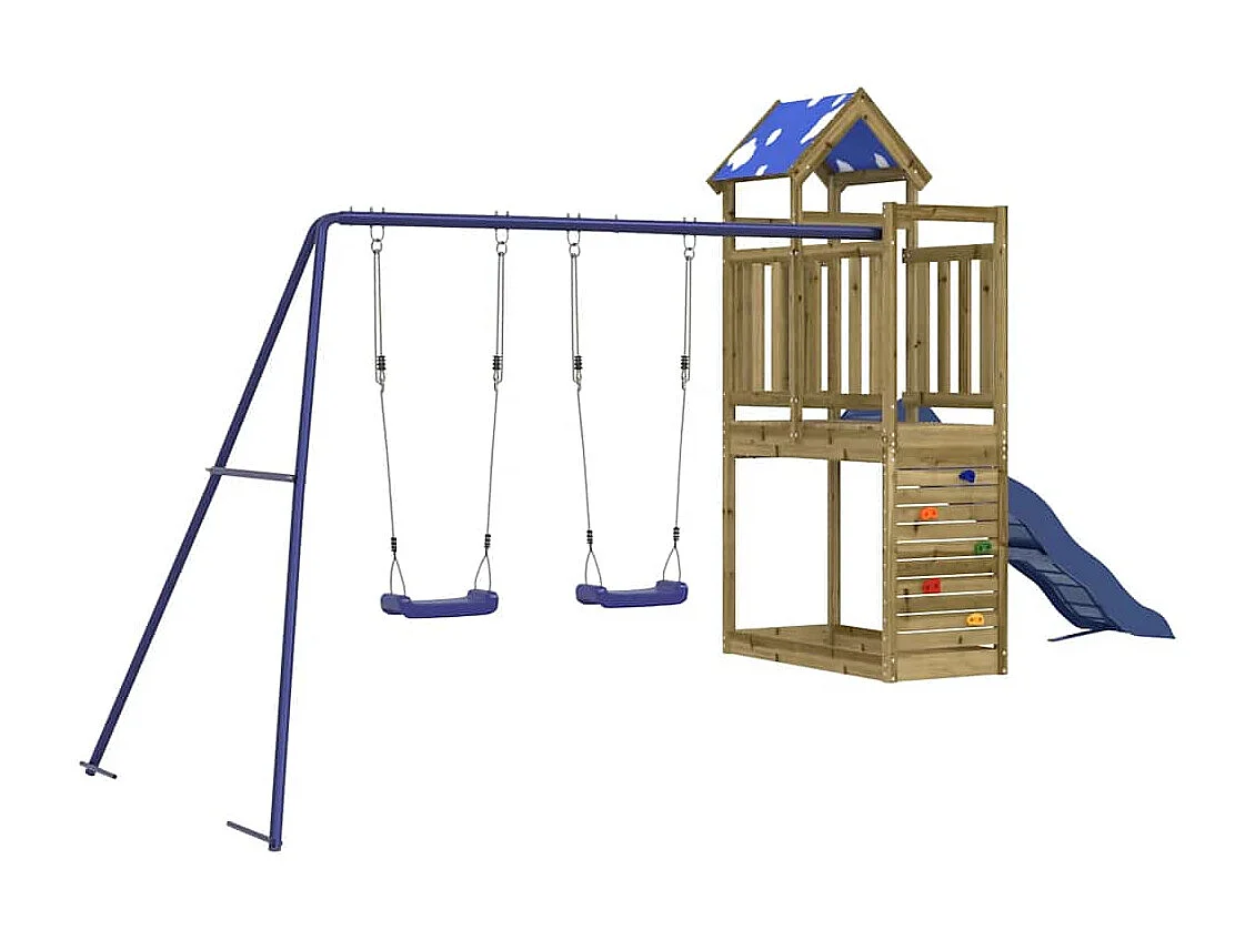 Parque infantil exterior em madeira de pinho impregnada