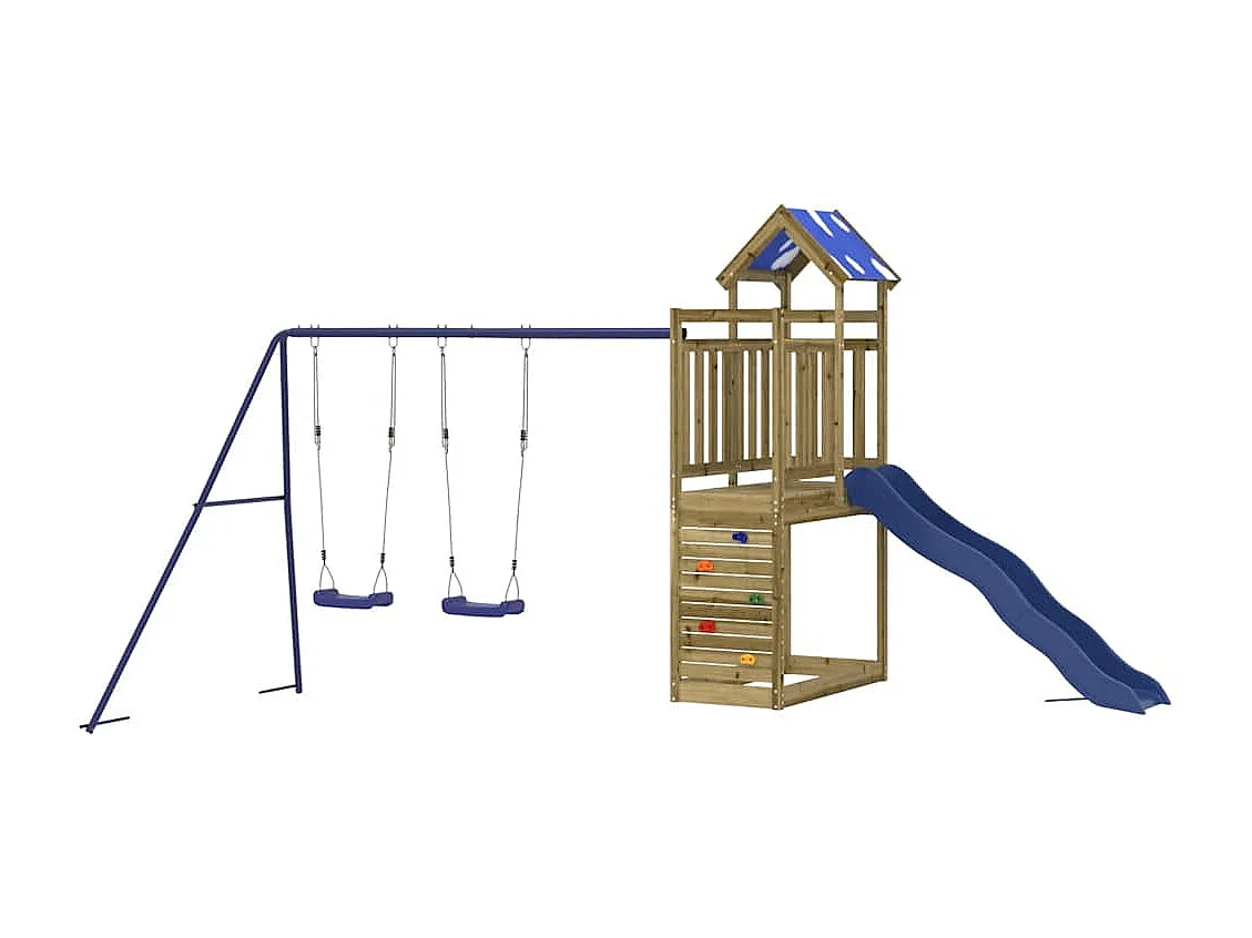 Parque infantil exterior em madeira de pinho impregnada