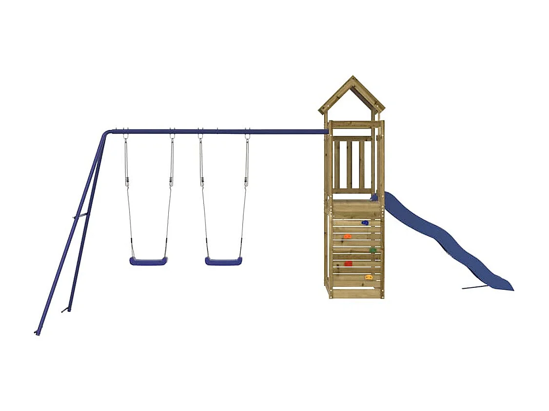 Parque infantil exterior em madeira de pinho impregnada