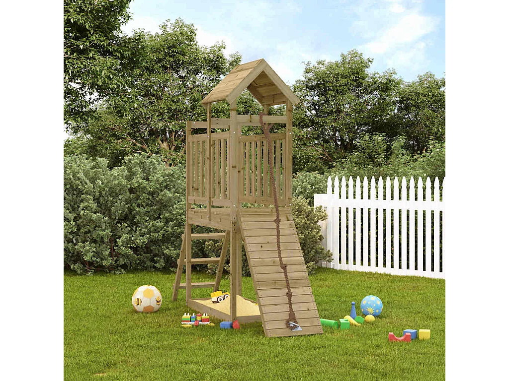 Maisonnette de jeu avec mur d'escalade bois de pin imprégné