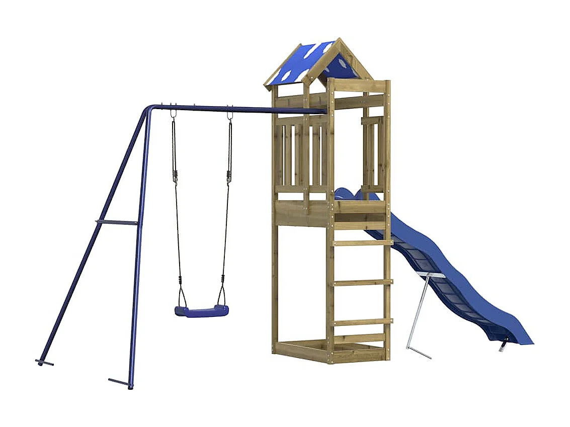 Parque infantil exterior fabricado en madera de pino impregnado