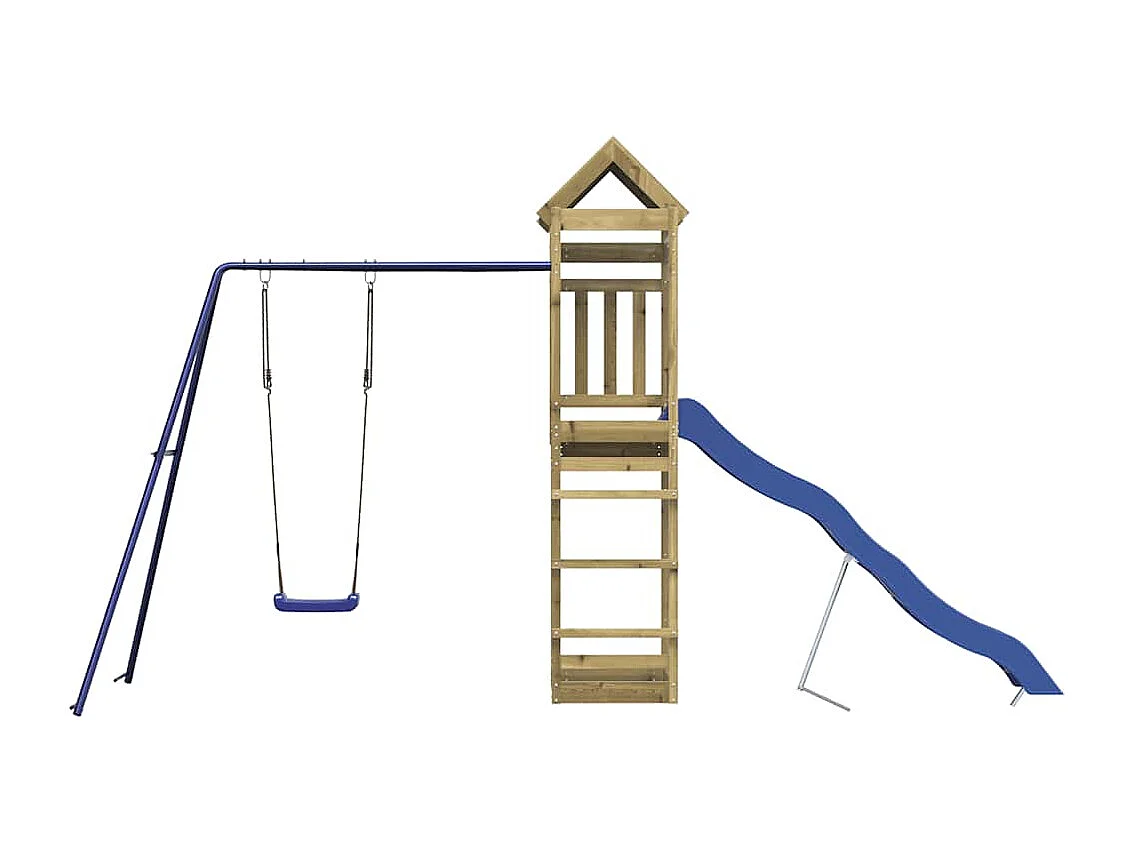 Parque infantil exterior fabricado en madera de pino impregnado