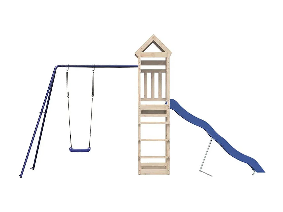 Parque infantil exterior fabricado en madera maciza de pino