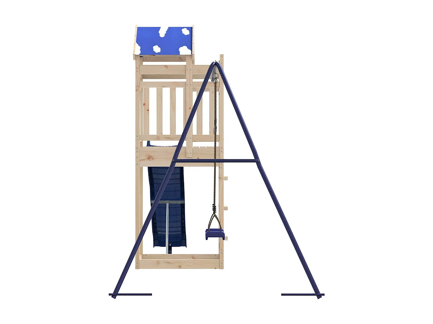 Parque infantil exterior fabricado en madera maciza de pino