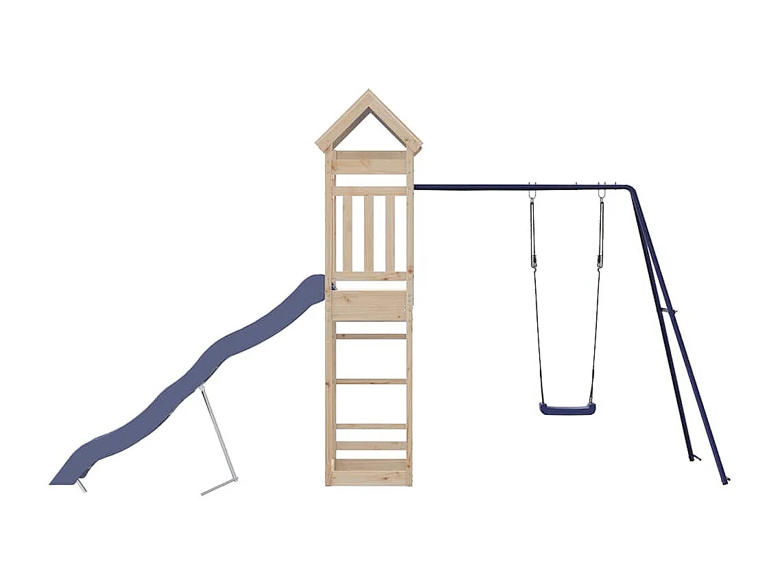 Parque infantil exterior fabricado en madera maciza de pino