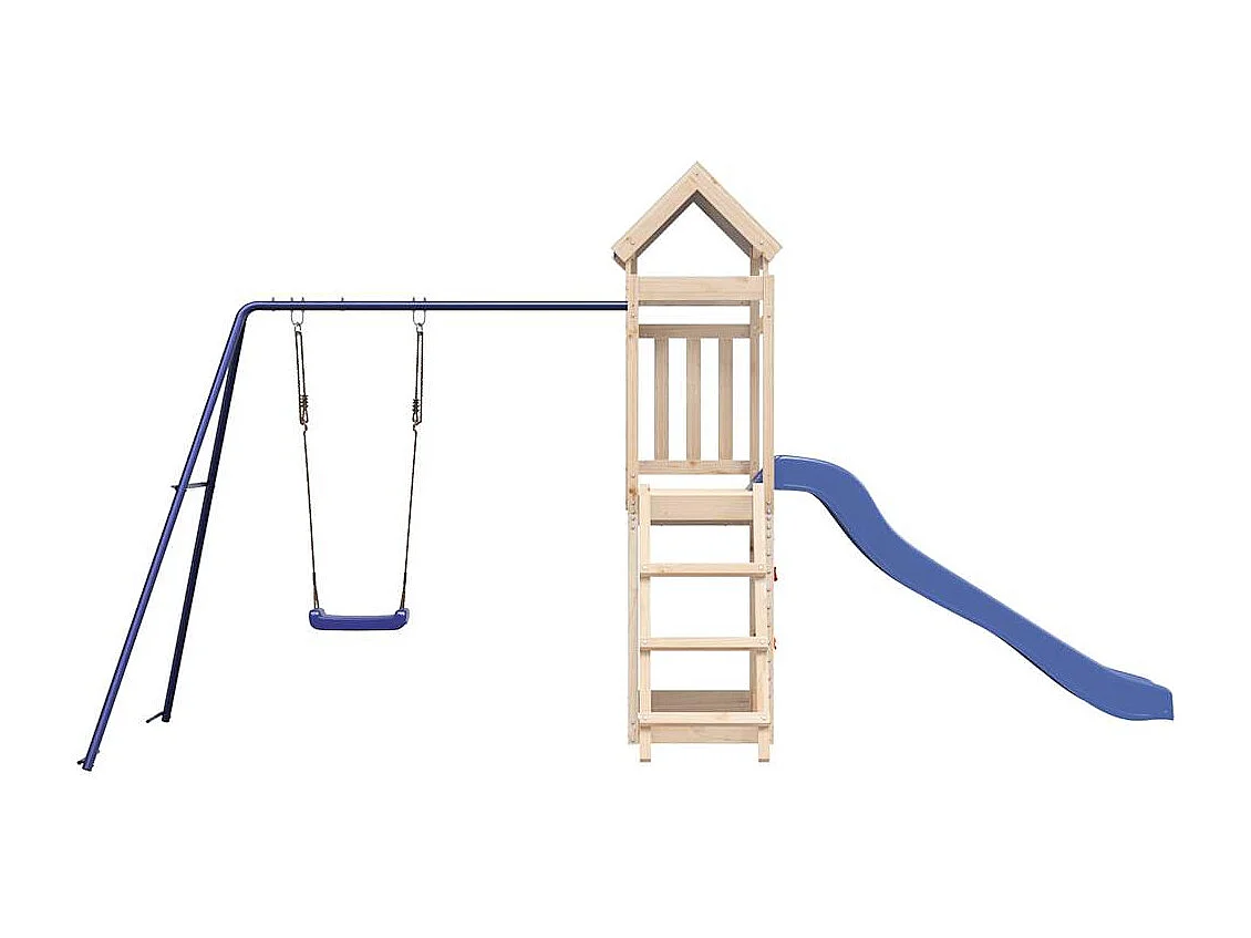 Parque infantil exterior fabricado en madera maciza de pino