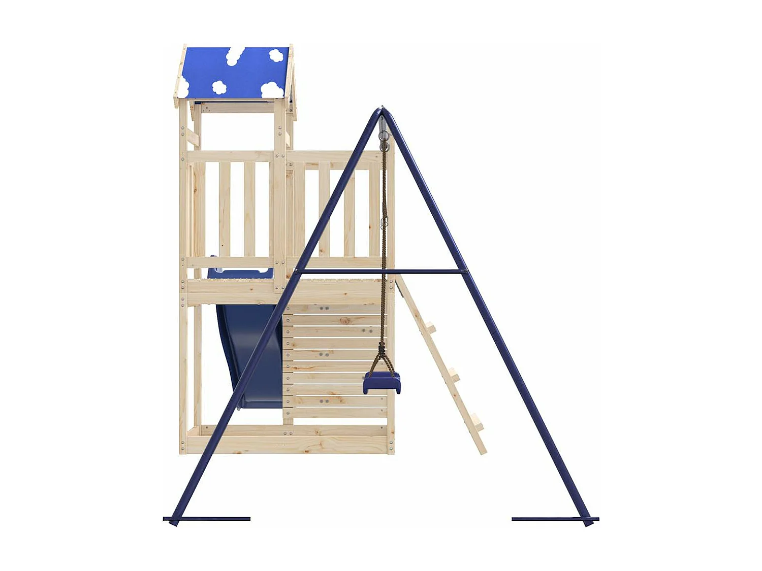 Parque infantil exterior fabricado en madera maciza de pino