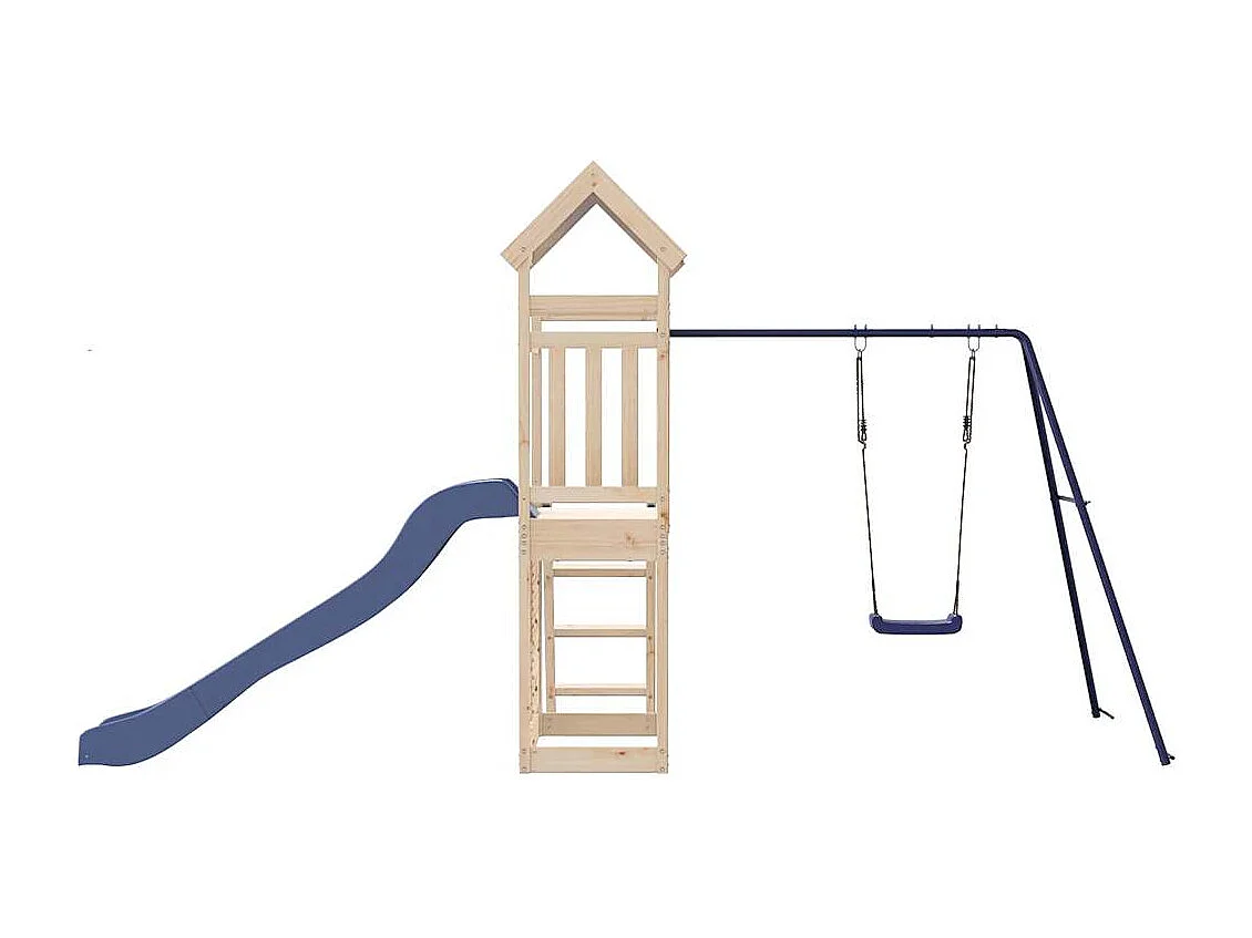 Parque infantil exterior fabricado en madera maciza de pino