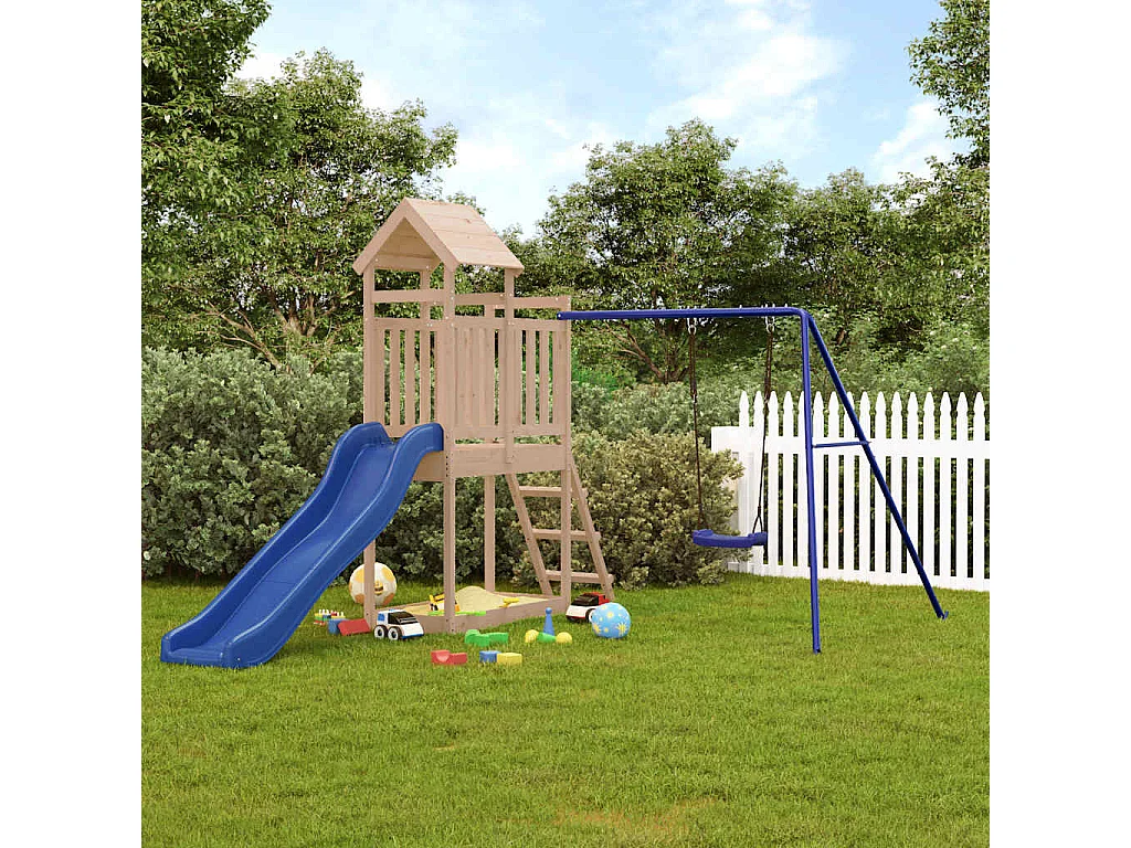 Parco giochi all'aperto in legno massello di pino