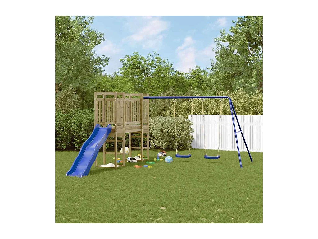 Outdoor-Spielplatz aus imprägniertem Kiefernholz