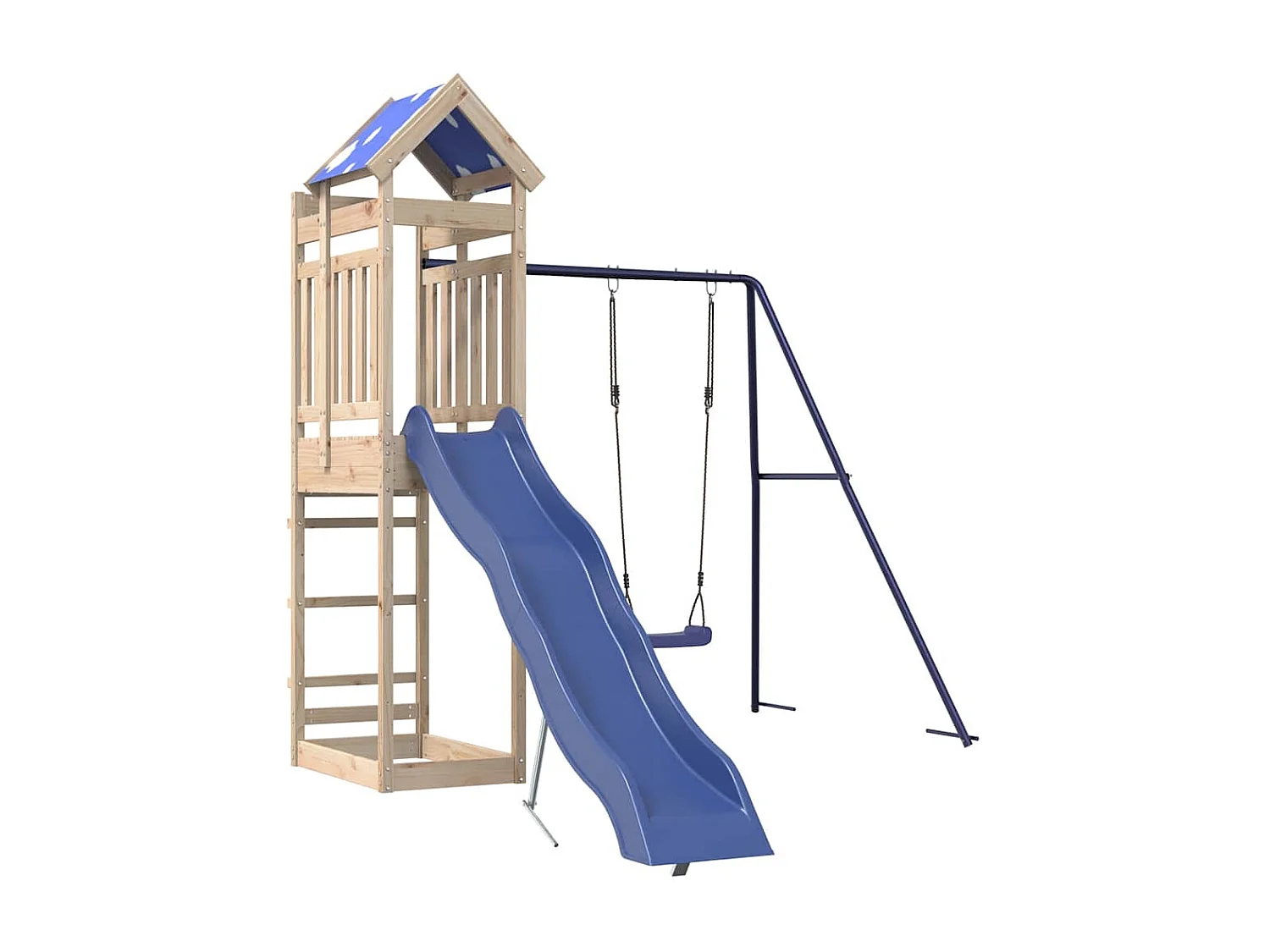 Parque infantil exterior fabricado en madera maciza de pino