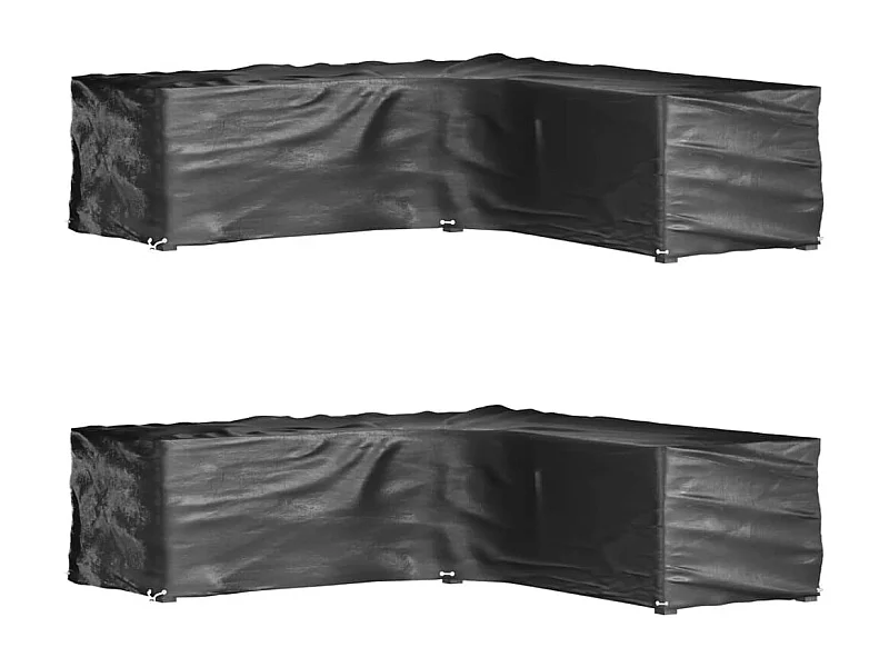 Fundas para muebles de jardín en forma de L, 2 piezas, 16 ojales