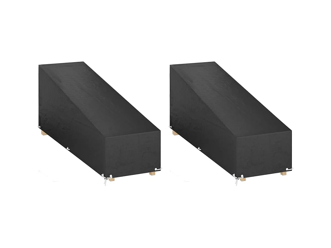 Hoezen voor chaise longue 2 stuks 12 ogen 200x65x35/60 cm PE