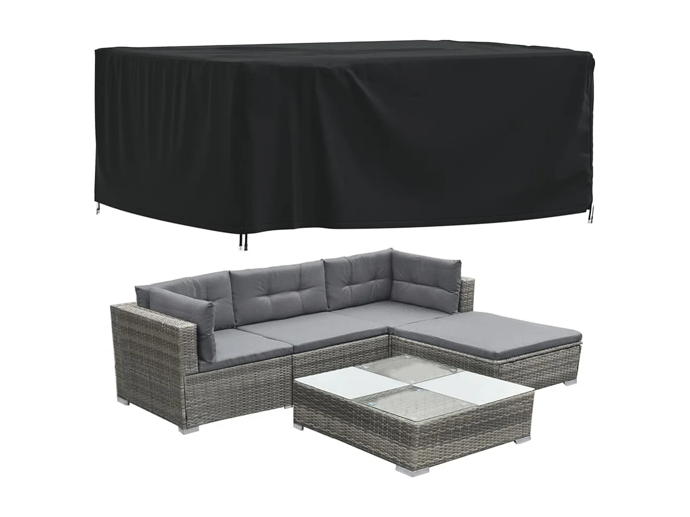 Housse de salon de jardin noir 200x165x80 cm oxford 420D