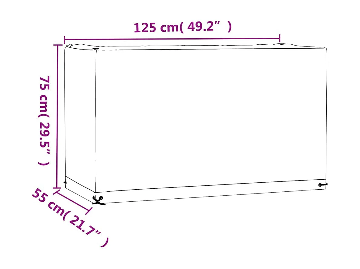 Housses salon de jardin 2pcs 8?illets 125x55x75cm rectangulaire