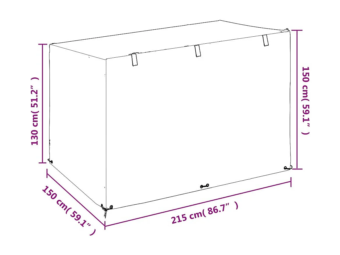 Housse de balancelle 12 ?illets 215x150x130/150 cm PE