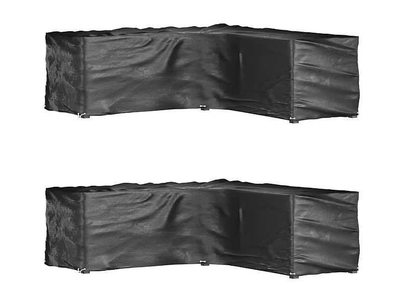 Fundas para muebles de jardín en forma de L, 2 piezas, 16 ojales