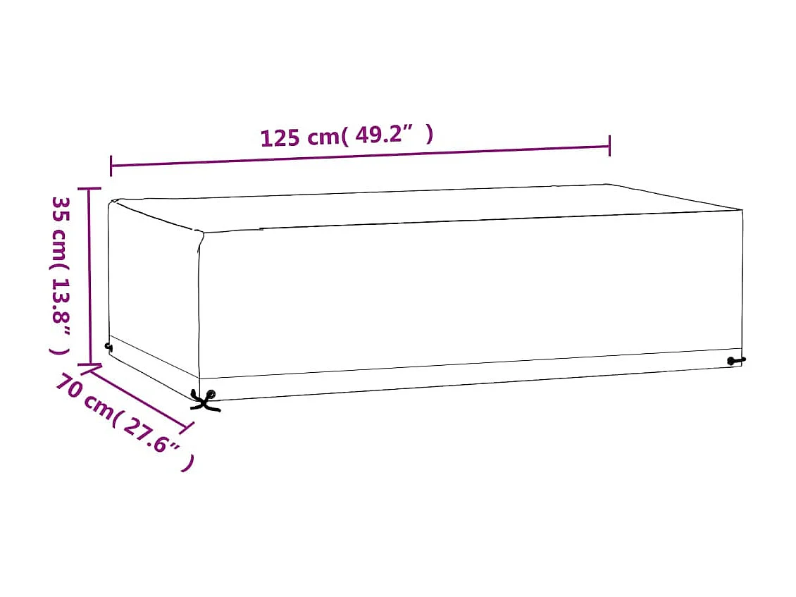 Capa para móveis de jardim 8 ilhós 125x70x35 cm retangular
